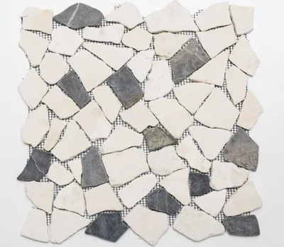 Produktbild von Mosani MOS44-30-110, Mosaik, Marmor, Schwarz, Beige, Indoor, Rechteck, 305 mm