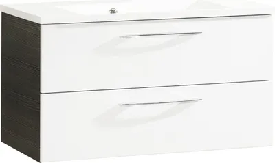 Zdjęcie produktu dla FACKELMANN Umywalka odlewana / Umywalka z marmuru odlewanego / Wymiary (szer. x wys. x gł.): ok. 90 x 14 x 46 cm / Umywalka nablatowa / Wysokiej jakości umywalka do łazienki i toalety / Kolor: biały