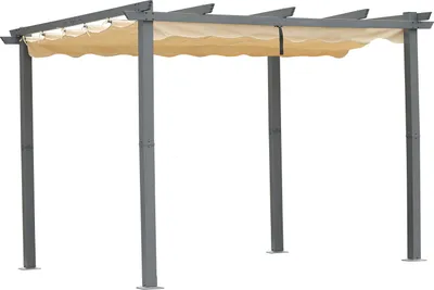 Image de Angel Living Pergola en aluminium anthracite, tubes de toit en acier, toit réglable en polyester (3x3m, beige)