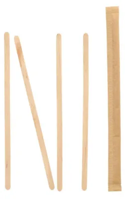 Produktbild von PAPSTAR Rührstäbchen Holz "pure" 17,8 cm, einzeln verpackt | Folie (100 Stück)