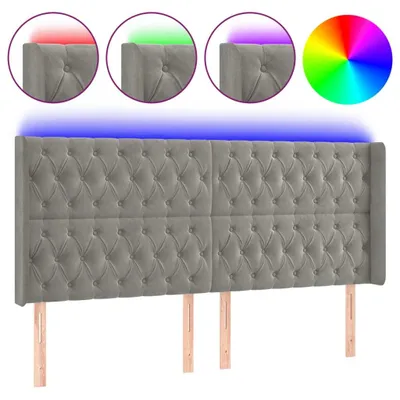 Produktbild von vidaXL LED Kopfteil Hellgrau 203x16x118/128 cm Samt
