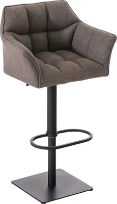 Produktbild von TPFLiving Barhocker Damaskus Gestell schwarz Stoff Grau