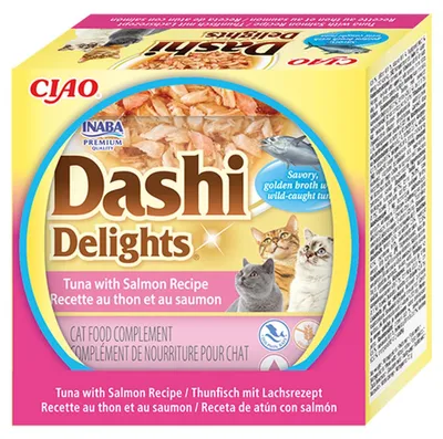Produktbild von Inaba Cat Churu Katzensnack Dashi Delights Thunfisch & Lachs 70 g