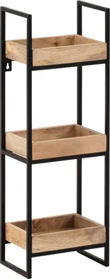 Produktbild von Wandregal 27x77x18 cm Mango Massivholz / Metall Hängeregal Industrial, Design Schweberegal Rechteckig, Regal Hängend Wohnzimmer, Tablettregal Wand mit 3 Ablagen & Metallrahmen