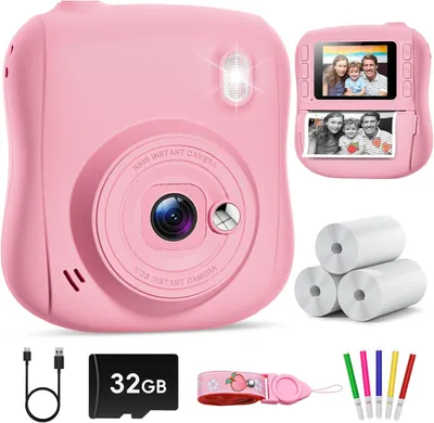 Obrázok produktu pre Detský fotoaparát 14 MP, okamžitá tlač, 1080p video, 32G karta, pre deti vo veku 3 až 12 rokov