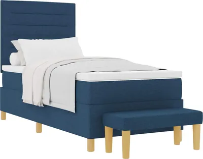 Zdjęcie produktu dla Łóżko sprężynowe Z zagłówkiem Niebieski 200 x 90 cm tkanina