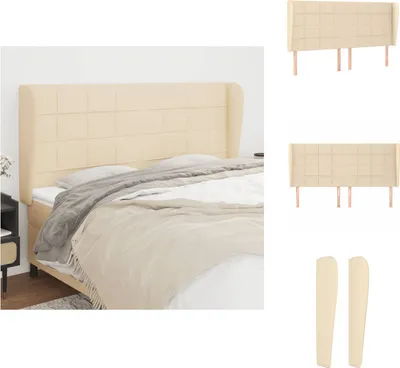 Produktbild von vidaXL Kopfteil mit Ohren Creme 183x23x118/128 cm Stoff -  Kopf- & Fußenden
