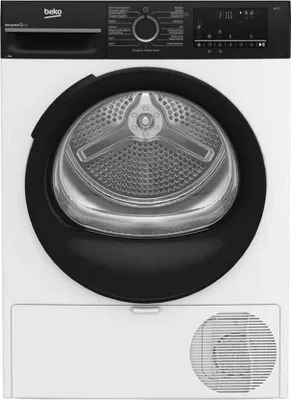 Produktbild von Beko BM3T48249W, Freistehend, Frontlader, Wärmepumpe, Weiß, Drehregler, Berührung, Rechts