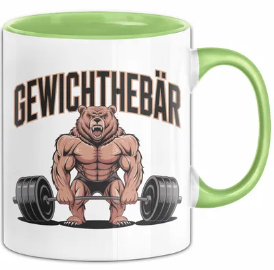Produktbild von Gewichthebender Bär Tasse Geschenk Lustige Geschenkidee Spruch Gewichthebär (Grün)