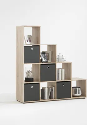 Produktbild von Raumteilerregal >MEGA 2< in Eiche Nachbildung - 138,5x143,5x33cm (BxHxT)