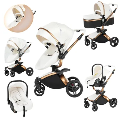 Produktbild von Babywagen, 3-in-1 vielseitiges Design, 360° drehbarer Sitz, Weiß