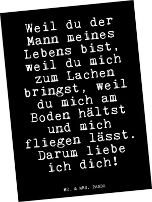 Produktbild von Mr. & Mrs. Panda Postkarte Weil du der Mann... - Schwarz - Geschenk, Grußkarte, Sprüche, Fotokarte, Wunder, Freund, Postkarten, Hochzeitstag, Ansichtskarte, Partner