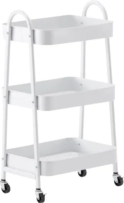 Produktbild von Weißer GARDA Servierwagen mit 3 Ablagen, 4 Rollen und 50 kg Tragkraft