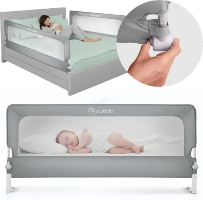 Obrázok produktu pre Bezpečnostná zábrana na posteľ 200 cm Nukido NK-228 sivá