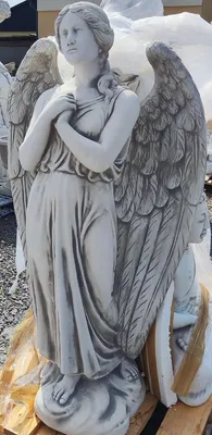 Immagine prodotto di Casa Padrino scultura da giardino in stile liberty angelo grigio h. 140 cm - Elegante figura in pietra per la decorazione del giardino - Accessori per la decorazione del giardino in stile barocco e liberty - Sculture in pietra per la decorazione del giardino