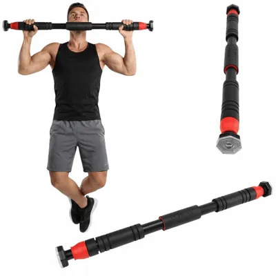 Zdjęcie produktu dla Regulowany drążek rozporowy stalowy 65 - 100cm do podciągania 160kg uchwyty FUNFIT