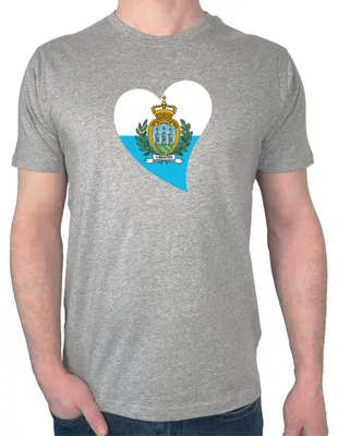Produktbild von Huuraa Herren T-Shirt San Marino Flagge Herz S Sport Grey Bio Baumwolle Fairtrade Herrenshirt Geschenkidee