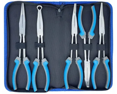 Produktbild von 5-tlg Spitzzangen Telefonzange Set 0° 20° 45° 90° Flachrundzange 280 mm Spitzzange