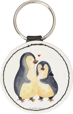 Produktbild von Mr. & Mrs. Panda Schlüsselanhänger Pinguin umarmen - Weiß - Geschenk, mini, Verknallt, Liebe, Hochzeitstag, Anhänger, Hochzeitsgeschenk, Taschenanhänger, edel, Hochzeit