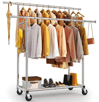 Image de Porte-vêtements double, charge maximale 204 kg, 165 cm, chromé