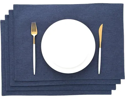 Immagine prodotto di Sottopiatti in tessuto, blu scuro, set da 4, 48 x 33 cm