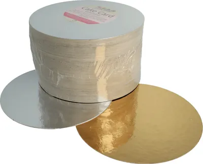 Produktbild von FunCakes Kartonunterlagen Silber/Gold - Rund - 20cm pk/100 Stück