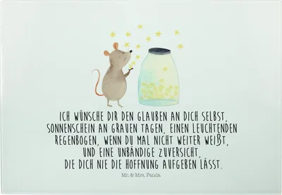 Produktbild von Mr. & Mrs. Panda schneidbrett Maus Sterne - Weiß - Geschenk, Hoffnung, Geburtstag, Glas-Schneidebrett, Schneidebrett, Frühstücksbrett, Geburt, Servierplatte, Hackbrett