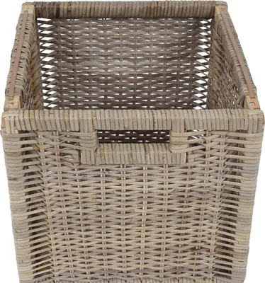 Zdjęcie produktu dla Ławka Bienne, schowek, 3 kosze, Kubu rattan wiklinowy, 112x46x37cm ~ jasny kolor
