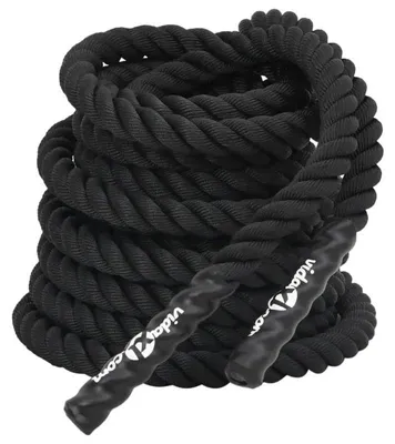 Produktbild von Battle Rope Trainingsseil - Krafttraining - 12 m 9 kg - 38 mm Polyester - Für Arme, Crossfit, Fitnessstudio & Zuhause - Armeegrün