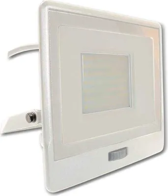 Zdjęcie produktu dla Naświetlacz LED z czujnikiem PIR - Samsung - IP65 - Biały - 50W - 4000 lumenów - 4000K - 5 lat