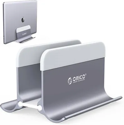 Produktbild von PolkaHome® Vertikale Laptopständer, verstellbarer Laptop-Halter, Aluminium Notebookhalter, platzsparend, für