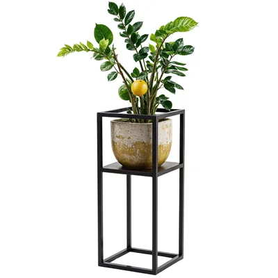 Produktbild von FRAMADO, Blumenständer, Pflanzenständer Metall Schwarz, CORDA, 24,5x24,5x60cm