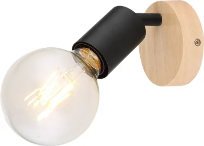 Image de Applique industrielle en bois E27 noir mat Pablo 3976 Rabalux
