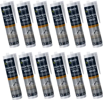 Produktbild von 12x BOSTIK Seal'N'Bond Montagekleber Klebstoff Dichtmasse Kartusche 290 ML grau