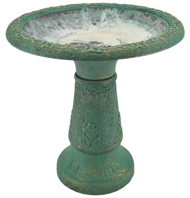 Productafbeelding van Arcadia Garden Products BB04 vogelbad van fiberclay, afmetingen 49,5 x 29,2 x 52 cm, grijs