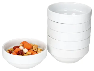 Zdjęcie produktu dla zestaw 6 porcelanowych miseczek Tommy Ø11,3 cm, białe, 190 ml, do układania w stosy