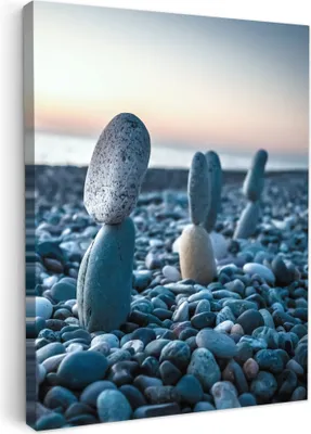 Produktbild von MuchoWow® - Leinwandbilder - Zen-Steine - Sonnenuntergang - Meer, Wandbild, Wanddeko Bilder Wohnzimmer, 30x40 cm