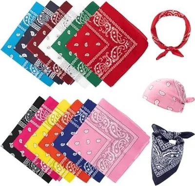 Produktbild von 12 Stück Bandana Herren Damen, Paisley 55x55cm Kopftuch Halstuch Sommer, Polyester Kopftücher Haartuch Nickitücher Motorrad Halstücher Tuch Cap Headwear Cowboy Festival Accessoires