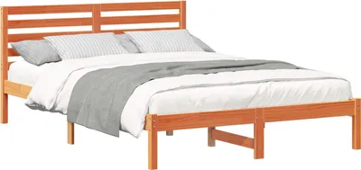 Image de vidaXL Cadre de lit brun cireux 140 x 220 cm Pin massif