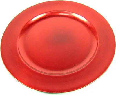 Produktbild von Dekoteller Ø28cm rund Teller Platzteller Poly mit 4cm Rand used look wiederverwendbar, Farbe:rot