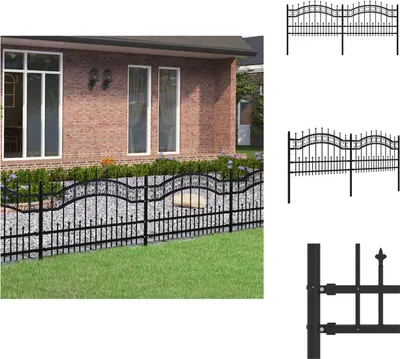 Produktbild von vidaXL Gartenzaun mit Speerspitzen Schwarz 115 cm Stahl -  Zaunfelder