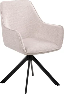 Produktbild von BELIANI Esszimmerstuhl Hellbeige Gepolstert Leinenoptik Drehbar mit Armlehnen Modernes Design Polsterstuhl Drehstuhl für Esstisch Küche Esszimmer