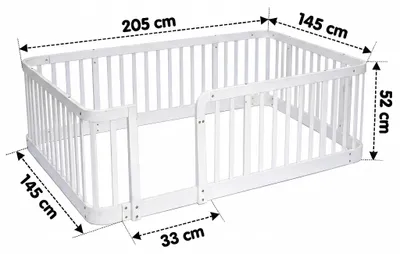 Produktbild von Modulares Baby Laufgitter - Baby Schutzgitter - 140×200 cm - 7 cm Stababstand - Abgerundete Kanten - Klemmsicherer Boden - Weiß