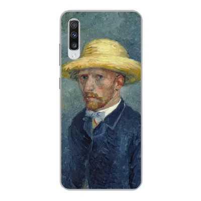 Produktbild von MuchoWow® Handyhülle Schutzhülle Hülle für Samsung Galaxy A70 Selbstbildnis mit Hut - Vincent van Gogh Silikon Softcase Handy Hülle - Schutzhaube