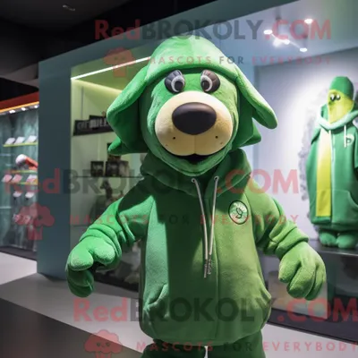Produktbild von Maskottchenkostüm REDBROKOLY Grüner Hund mit Sweatshirt und Mütze