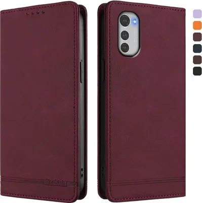 Obrázek produktu pro Pouzdro pro Motorola Moto E32, retroPolyuretankožené flip pouzdro s stojánkem a přihrádkami na karty Červený