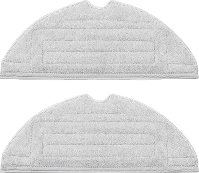 Two gray cleaning pads for a robot vacuum cleaner are shown against a white background.