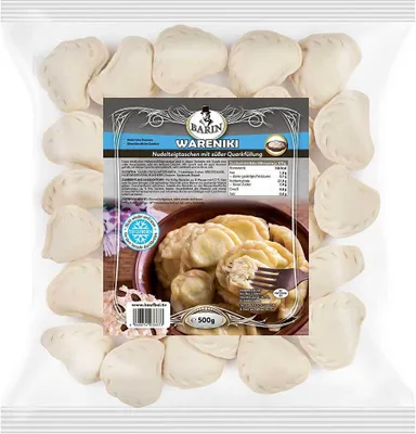 Produktbild von BARIN Wareniki mit Quark und Rosinen 500g Tiefgekühlte Teigtaschen Handgemachtes  Vegetarisches Fertigprodukt für Frühstück Mittagessen oder Dessert