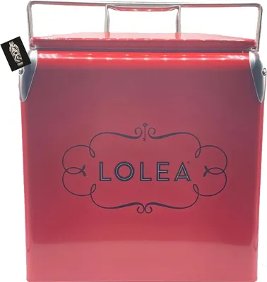 Produktbild von Lolea Kühler Kühlbox Termobehälter Kühltasche aus Metall Retro Rot Breite: ca. 30cm, Höhe: ca. 36cm, Tiefe: ca. 23cm