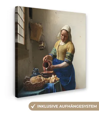 Produktbild von MuchoWow® - Leinwandbilder - Das Milchmädchen - Kunst - Alte Meister - Vermeer, Wandbild, Wanddeko Bilder Wohnzimmer, 20x20 cm